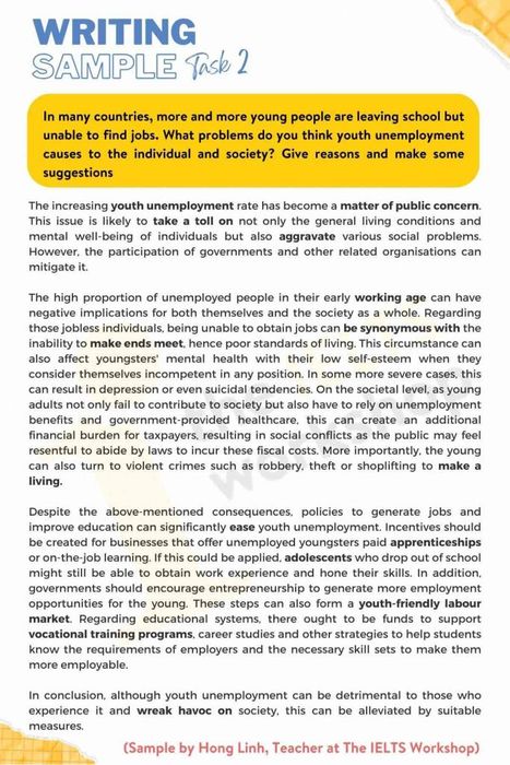 youth unemployment ielts writing task 2