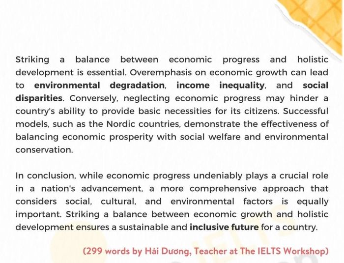 economic progress ielts writing task 2