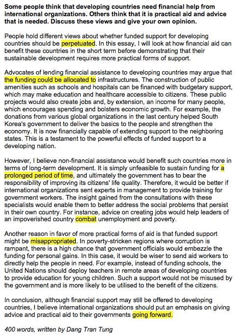 IELTS Writing Task 2 International Aid