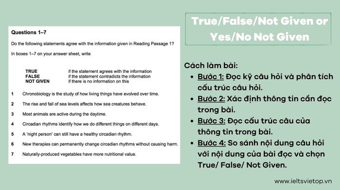 Dạng true/false/not given