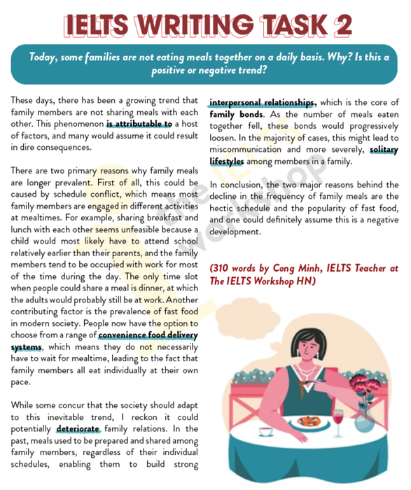 IELTS writing task 2 family meal