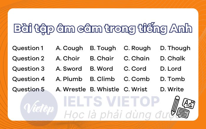 Bài tập phân biệt âm câm trong tiếng Anh