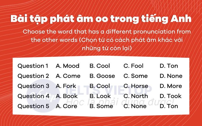 Bài tập về phát âm âm oo trong tiếng Anh