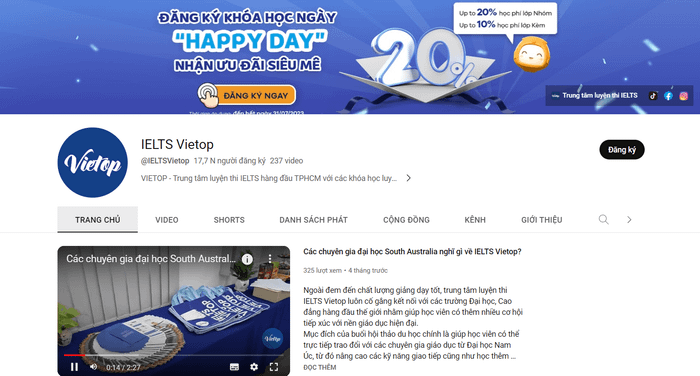 Kênh Youtube học nghe IELTS - Mytour