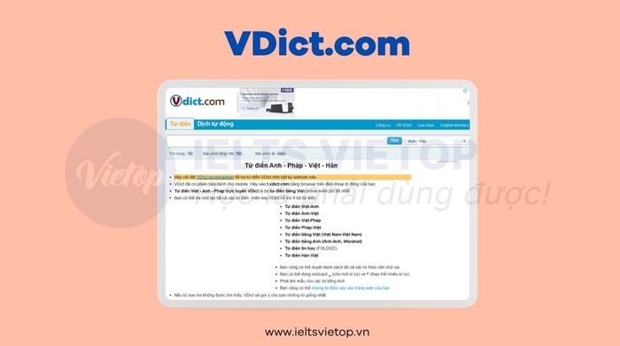 Web tra từ điển tiếng Anh