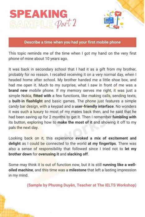 Illustrate an experience when you first owned a mobile phone sample