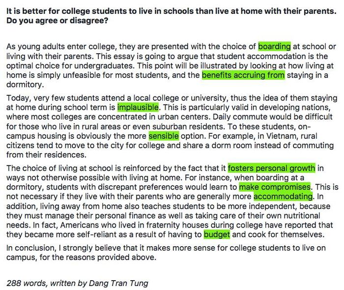 College Accommodation IELTS Writing Task 2