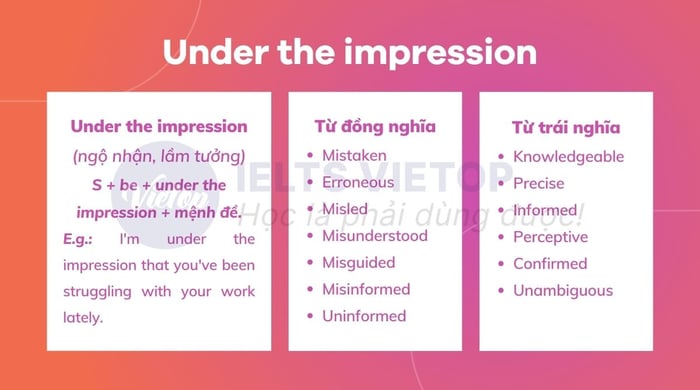 Tổng hợp kiến thức về under the impression