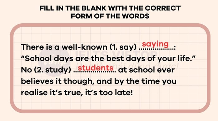 Revise the sentences with the appropriate forms of the words