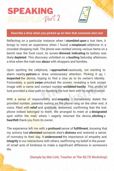 Recall a moment when you retrieved an item lost by another person sample