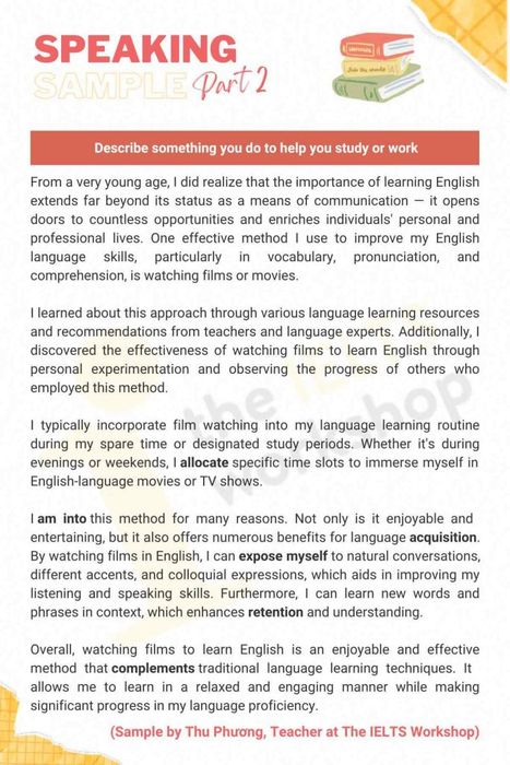 Describe a method you employ to aid your studying or work sample