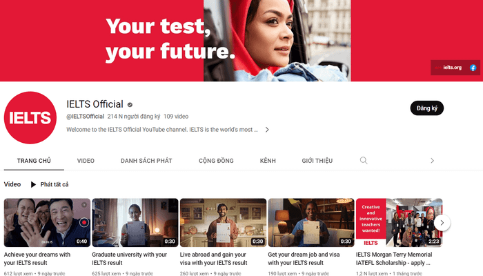 Kênh học IELTS trên YouTube - IELTS Official