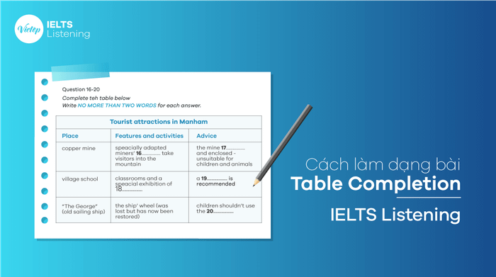 Chiến lược giải đề Table Completion trong IELTS Listening