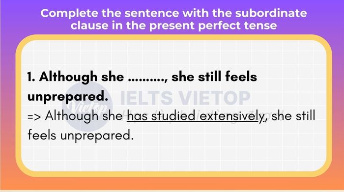 Finish the sentence with the subordinate clause in the present perfect tense