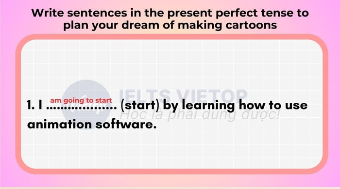 Craft sentences in the present perfect tense to plan your dream of making cartoons 1