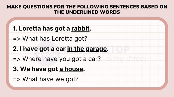 Create questions based on the underlined words in the following sentences