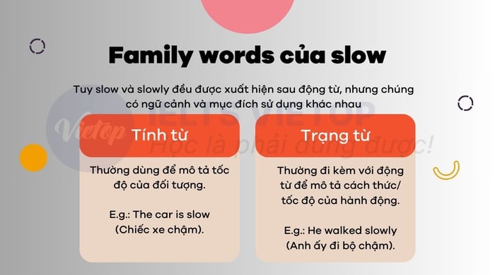 Word families of slow