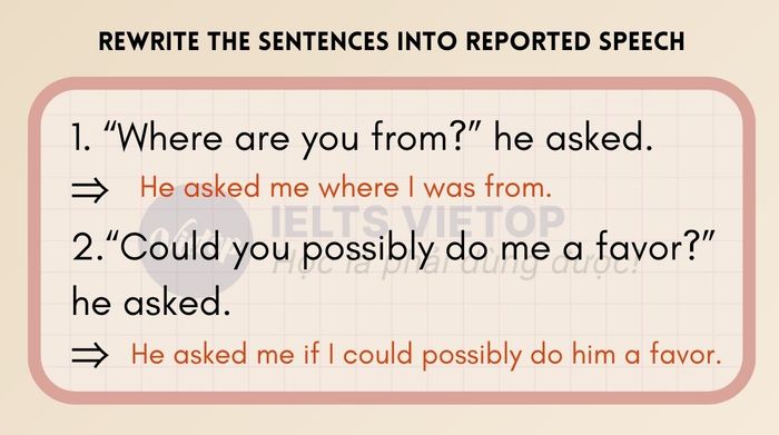 Transform the sentences into reported speech