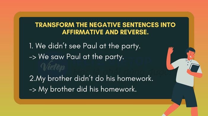 Convert negative sentences into affirmative and vice versa