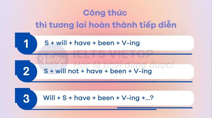 Công thức của thì tương lai hoàn thành tiếp diễn