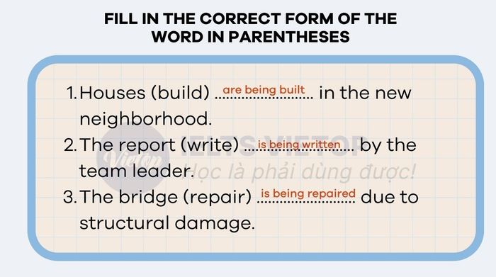 Complete the sentences with the correct passive form of the verbs below