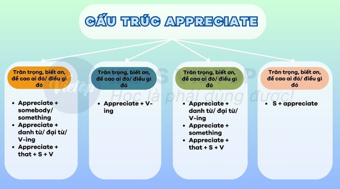 Cách sử dụng của appreciate 