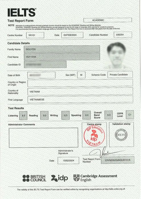 Bằng chứng chỉ IELTS Academic