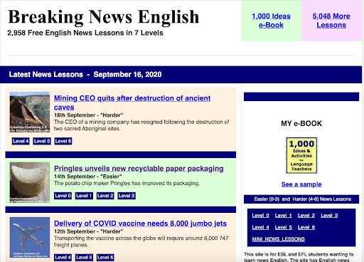 Breaking News English - Trang web luyện Reading IELTS hiệu quả miễn phí