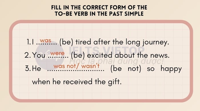 Complete the correct form of the verb 'to be' in the past simple