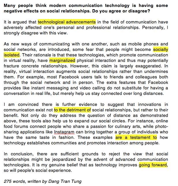 Communication Technology IELTS Writing Task 2