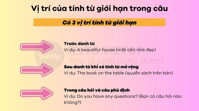 Vị trí của tính từ giới hạn trong tiếng Anh