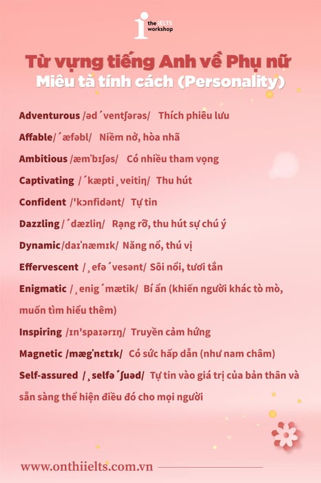 English vocabulary describing personality traits 