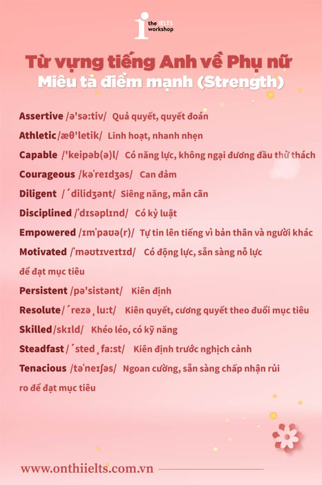 English vocabulary praising women - strengths