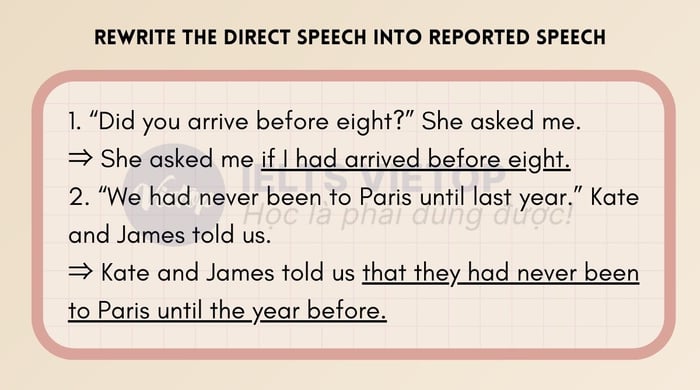 Rewrite the sentences using reported speech