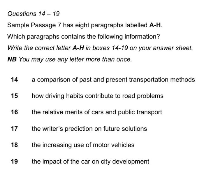 Định dạng của dạng bài Matching Information