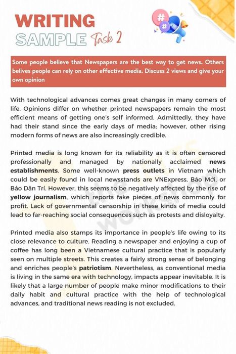 Báo chí IELTS Writing Task 2