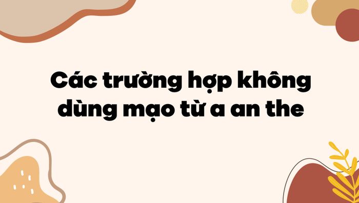 Tình huống không dùng mạo từ a an the