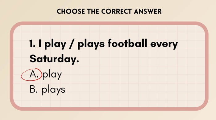 Multiple-choice exercises on the simple present tense