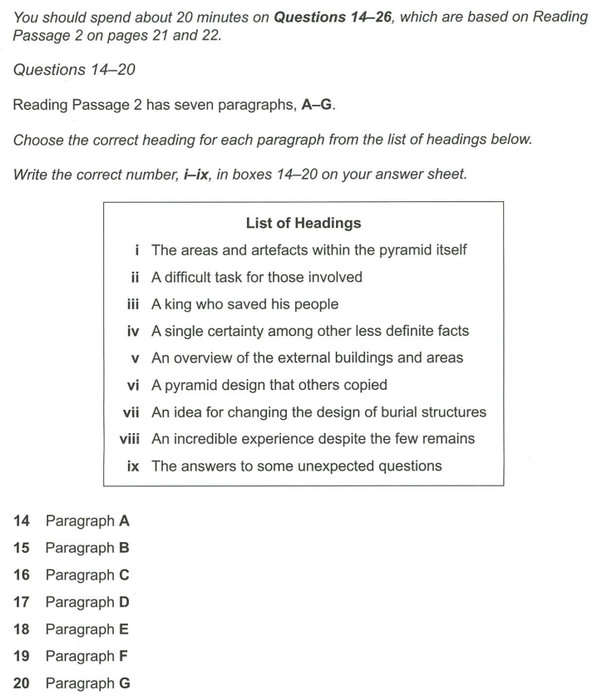 Minh họa về dạng bài Matching Headings