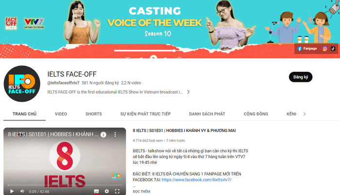 Kênh học IELTS trên Youtube - IELTS Face-Off