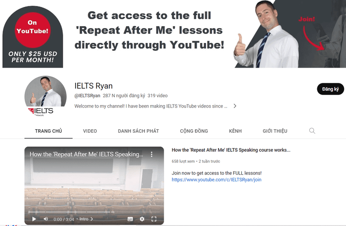 Kênh học IELTS trên YouTube - IELTS Ryan