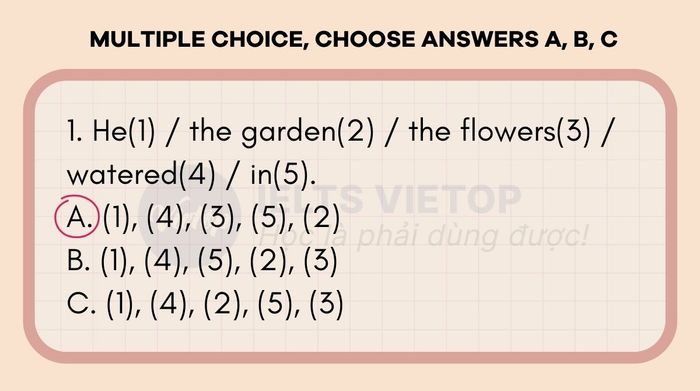 Exercises with multiple options: select answers A, B, C