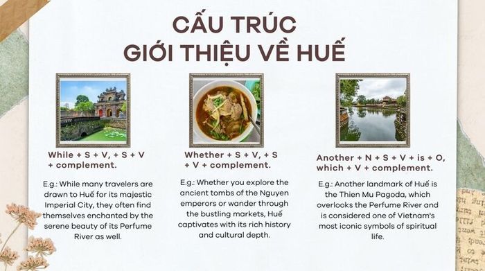 Cấu trúc để giới thiệu về Huế bằng tiếng Anh ngắn gọn