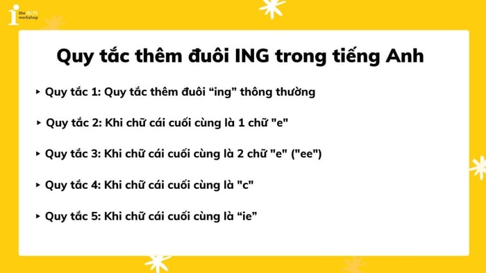 9 quy tắc để thêm đuôi ING trong tiếng Anh 