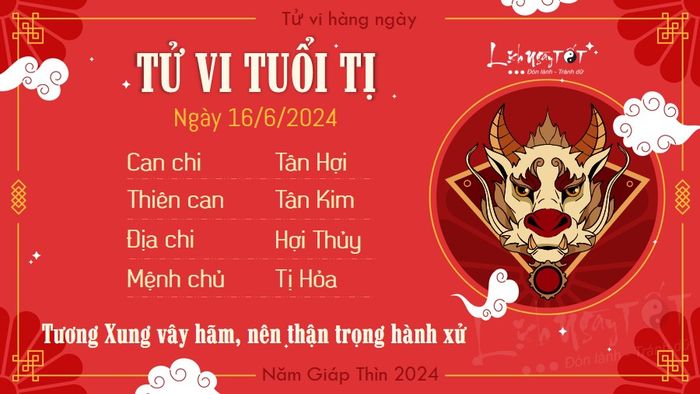 Tử vi hàng ngày 16/6/2024 - Tị