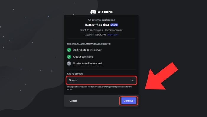 Hướng dẫn thêm Bot vào Discord - Bước 2