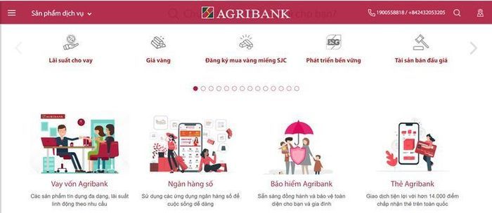 Khách hàng có thể đăng ký mua vàng miếng trực tuyến trên website của Agribank.