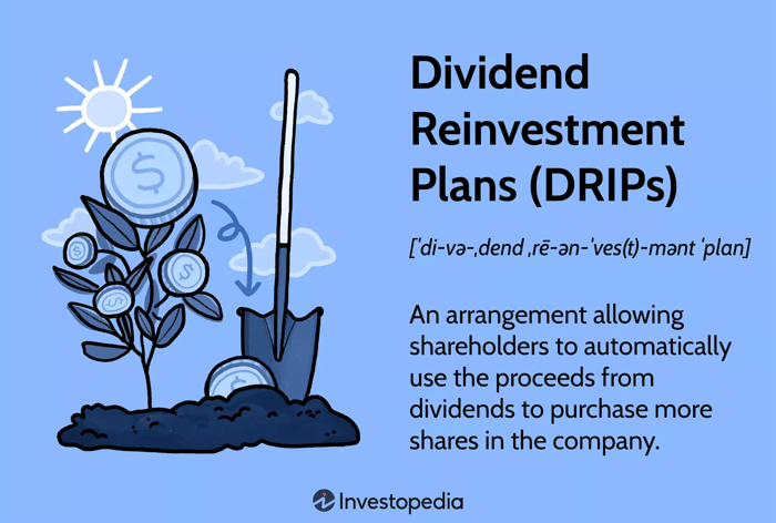 Kế Hoạch Tái Đầu Tư Cổ Tức (DRIPs): Một sắp xếp cho phép cổ đông tự động sử dụng tiền thu từ cổ tức để mua thêm cổ phiếu trong công ty.