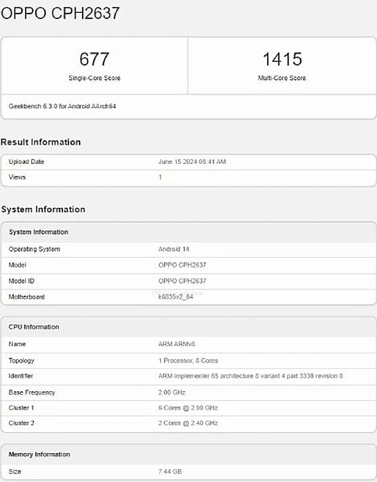 OPPO Reno12 F đã được phát hiện trên Geekbench