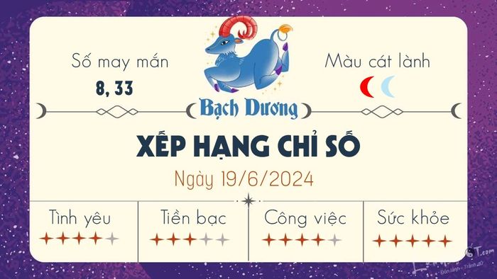 Xem tử vi ngày 19/6/2024 cho Bạch Dương